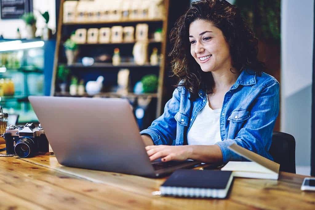 woman working at laptop
