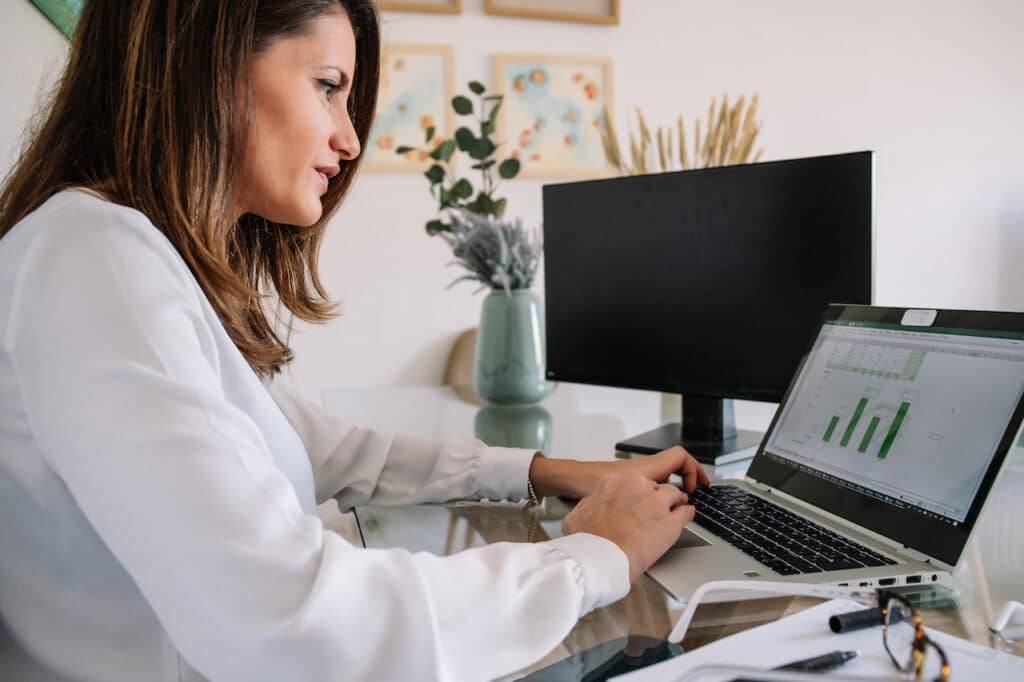 employee working on work from home computer