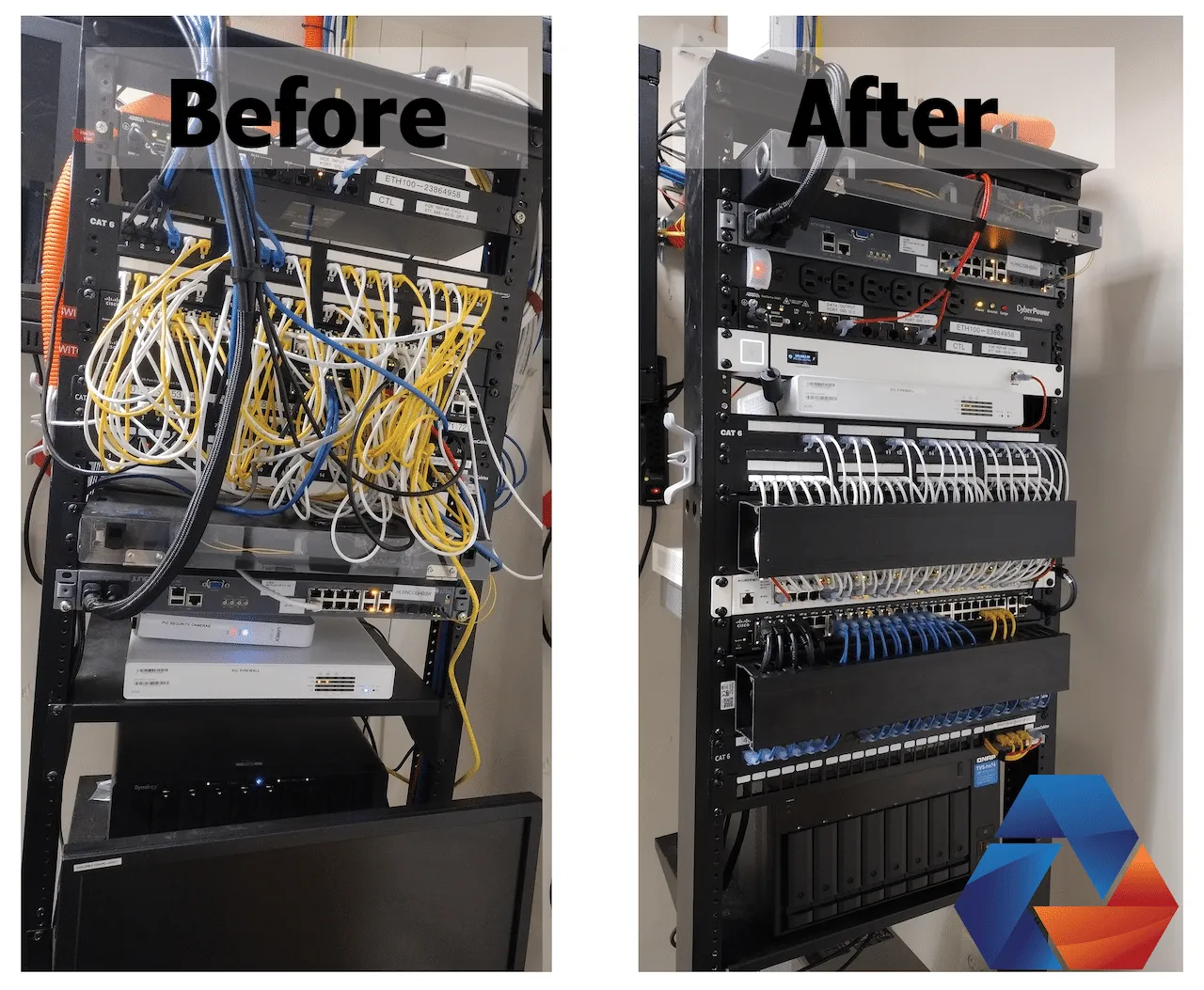 server room before and after