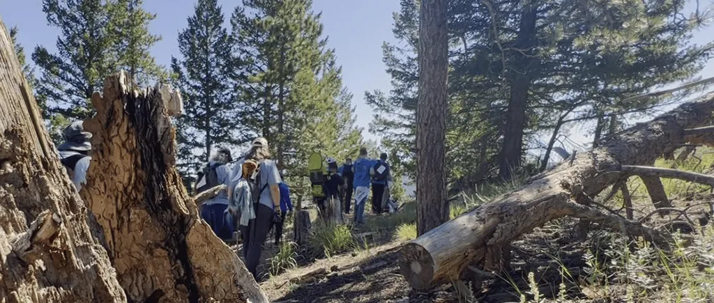 Group hiking outdoors as part of TrinWare's community give-back initiative